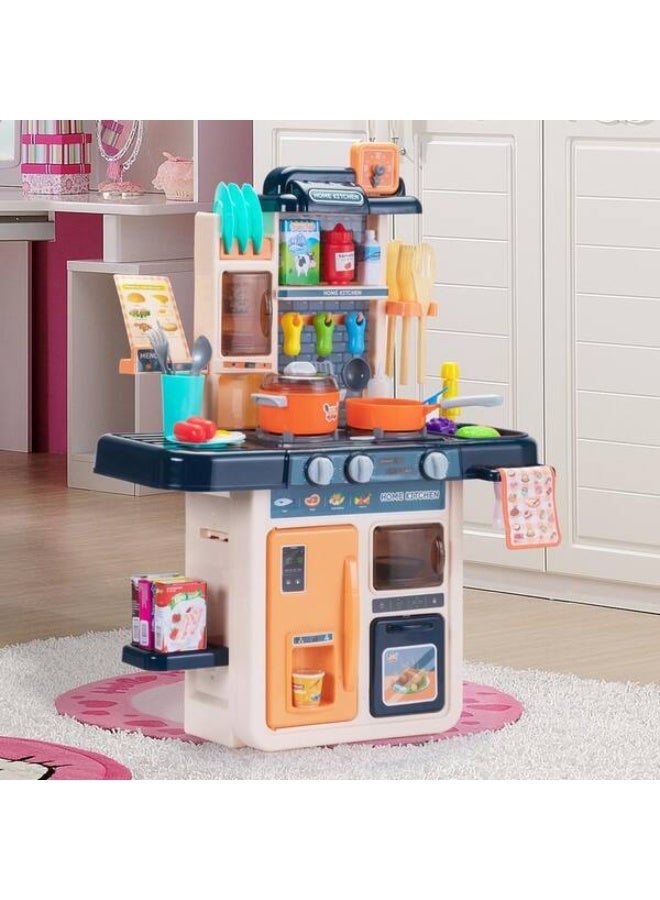42-Piece Kids Pretend Play Kitchen Set - Medium Size Simulation Kitchen with Realistic Lights & Sounds - Educational Cooking Toy with Accessories for Toddlers. - Image 3