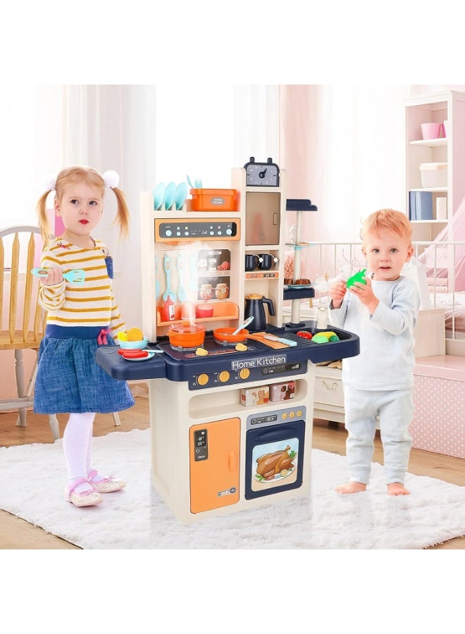 42-Piece Kids Pretend Play Kitchen Set - Medium Size Simulation Kitchen with Realistic Lights & Sounds - Educational Cooking Toy with Accessories for Toddlers. - Image 2