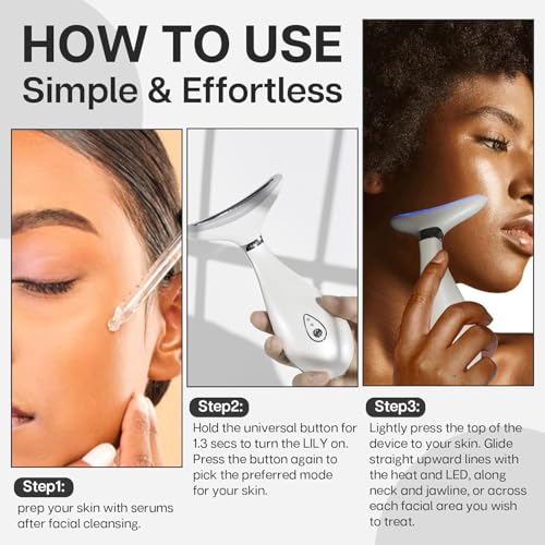 VRAIKO Lily Neck Face Massager, Face Sculpting Tool, Skin Rejuvenation Device with Thermal, Triple Action LED and Vibration, for Anti-Aging, Lifting and Tightening Sagging Skin (Pearl White) - Image 5