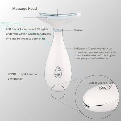 VRAIKO Lily Neck Face Massager, Face Sculpting Tool, Skin Rejuvenation Device with Thermal, Triple Action LED and Vibration, for Anti-Aging, Lifting and Tightening Sagging Skin (Pearl White) - Image 4