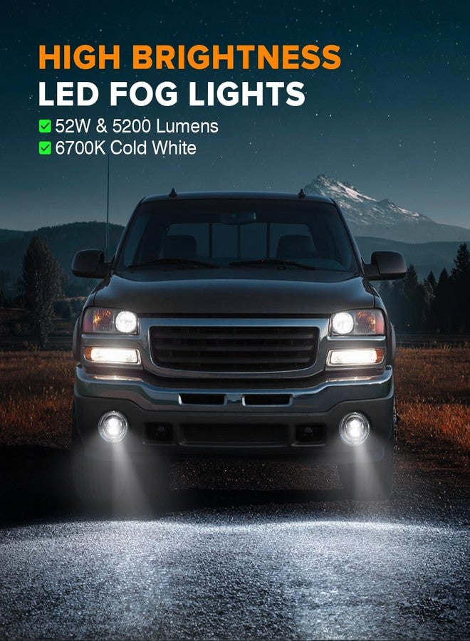 4X4FLSTC New Version LED Fog Lights Assembly Compatible with 2003-2006 GMC Sierra 1500/2500/3500 & 2007 Sierra Classic Models OEM Direct Replacement Fog Lamps Kit Bumper Driving lights Black - 1 Pair - Image 4