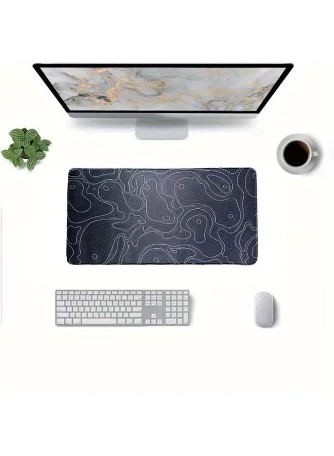 White Large Mouse Pad 22x18 Abstract Wave Design Soft Fabric Non Slip Rubber Base - Image 2