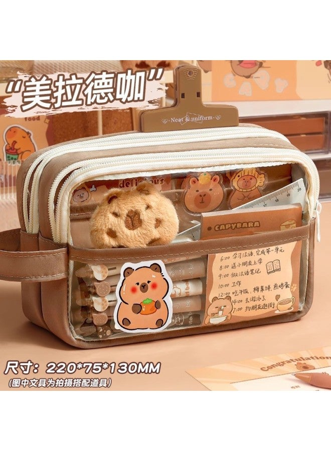 Transparent 5-layer Large-capacity Pencil Case For Boys And Girls, Stationery Box, Pencil Case, Boys' Stationery Bag, High-value Pencil Bag