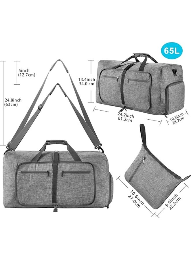 Duffle Bag,65L/85L/115L Foldable Travel Duffel Bag-Weekender Bag with Shoes Compartment, Overnight Bag for Men Women Waterproof & Tear Resistant (Gray) - Image 2