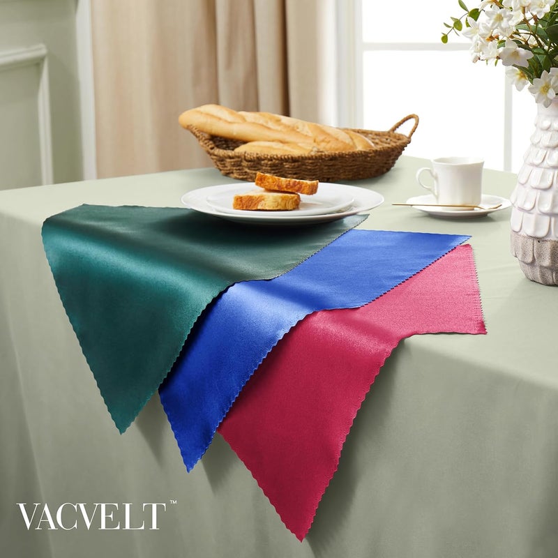 VACVELT Royal Blue Satin Napkins  24 Pack 17x17 Inch Scalloped Elegant Dinner Napkins for Wedding Banquet  Party - Image 4