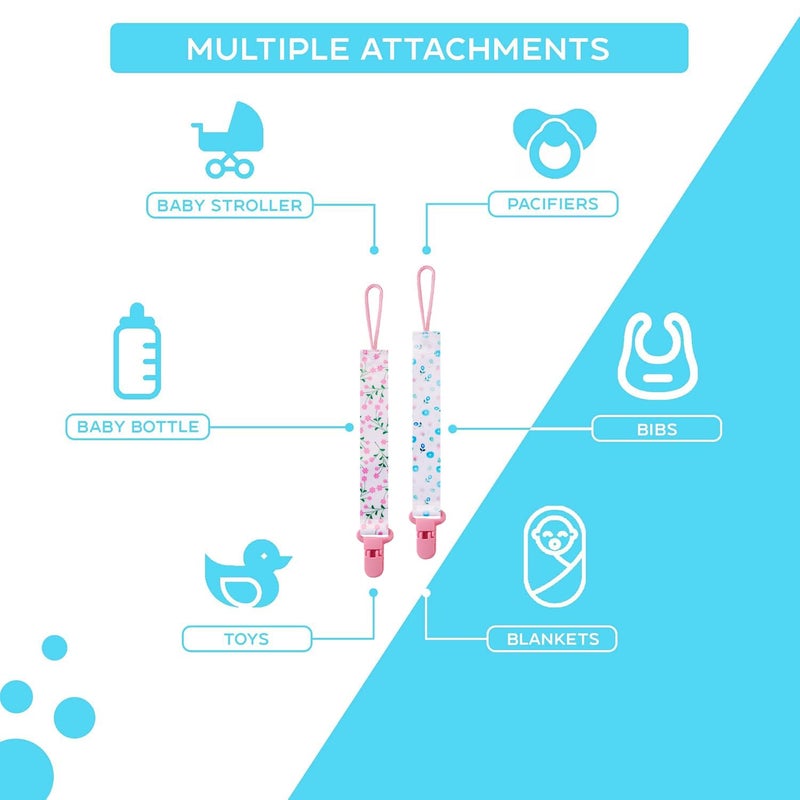Tamhoo 12 Pack Pacifier Clips with Adjustable Strap (32-46.5cm)/Short Strap(25.5cm) - Premium Polyester Baby Pacifier Holder Set, Multi-Design Clips for Boys Girls (Multicolor D 25.5cm) - Image 5