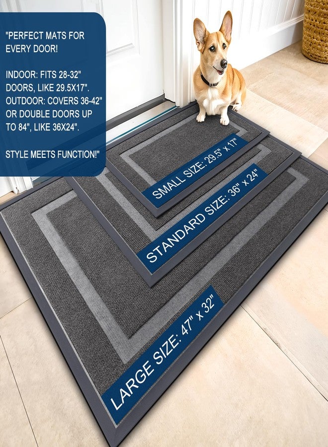 OLANLY Front Door Mat Indoor Outdoor Entrance, Waterproof All-Season, All-Weather Doormat, Sturdy Natural Rubber, Fade Resistant, Low Profile, Easy Clean Patio Porch Entryway Mat, 35x23, Dark Grey - Image 2