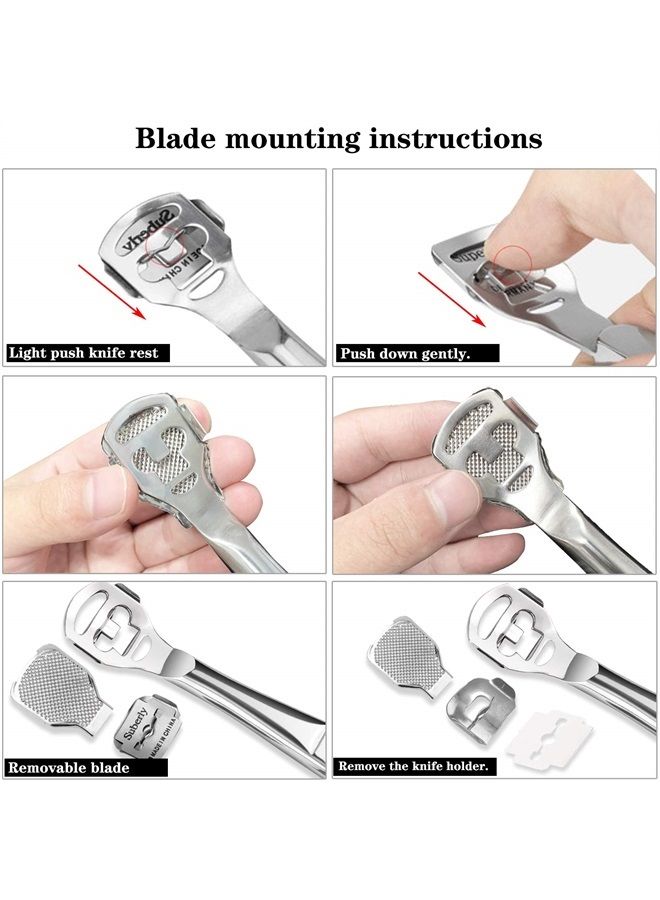 Jutoe 52 Pcs Callus Shaver Set,1 Stainless Steel Foot Razor with 50 Replacement Slices Blades and 1 Foot File Head Foot Care Tools,Foot Shaver Callus Remover,Hard Dry Skin Remover for Hand Feet - Image 4