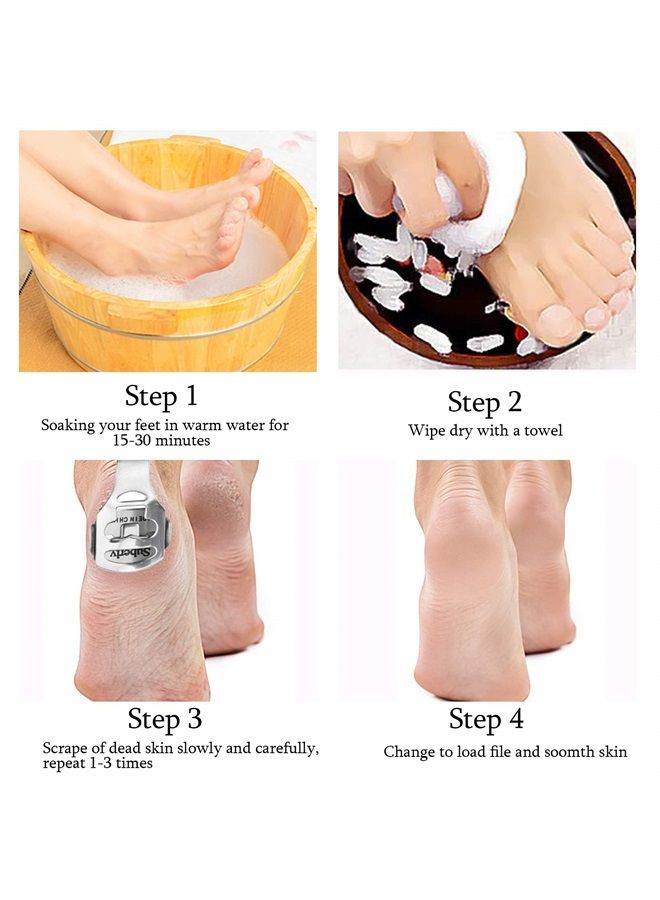 Jutoe 52 Pcs Callus Shaver Set,1 Stainless Steel Foot Razor with 50 Replacement Slices Blades and 1 Foot File Head Foot Care Tools,Foot Shaver Callus Remover,Hard Dry Skin Remover for Hand Feet - Image 5