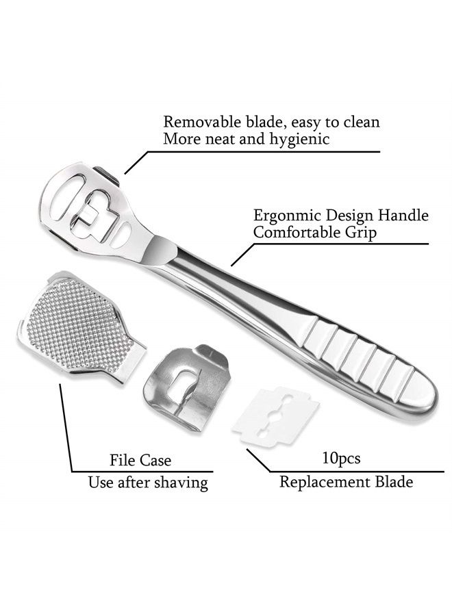 Jutoe 52 Pcs Callus Shaver Set,1 Stainless Steel Foot Razor with 50 Replacement Slices Blades and 1 Foot File Head Foot Care Tools,Foot Shaver Callus Remover,Hard Dry Skin Remover for Hand Feet - Image 2