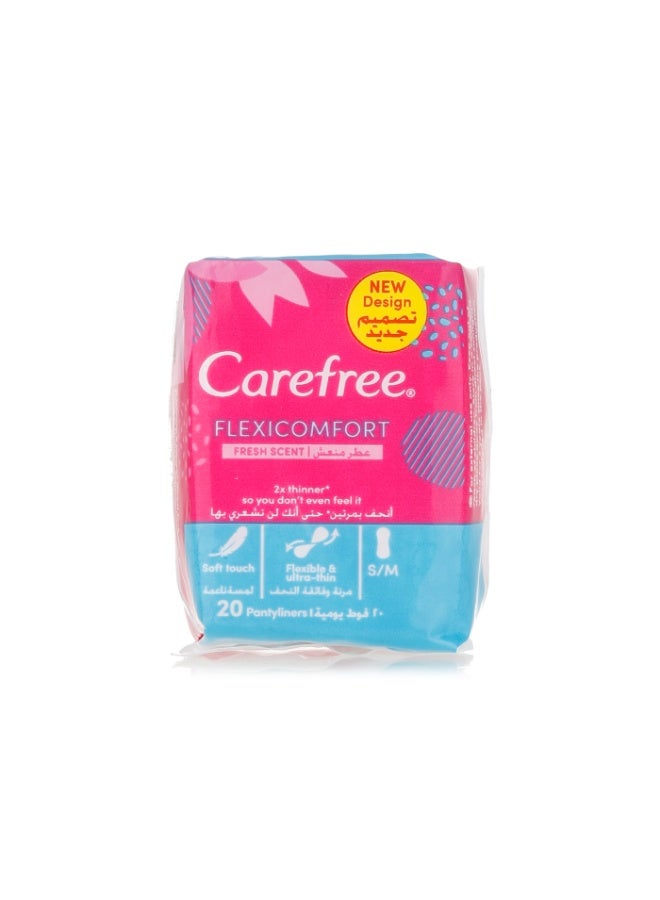 Carefree FlexiComfort Pantyliners with Fresh Scent – 20 Count