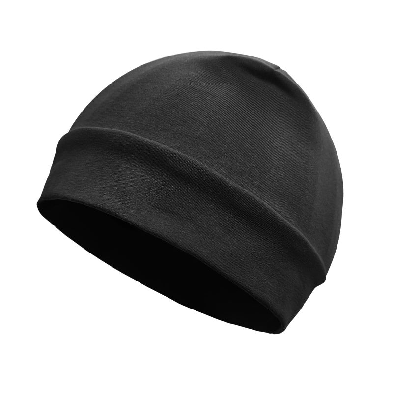 Quacc Unisex Cotton Beanie Hat Thin Running Skull Cap Winter Summer Sports Hat Chemo Cap Multifunctional Lightweight Helmet Liner Night Sleep Cap Beanies Hat for Men Women (Black) - Image 1