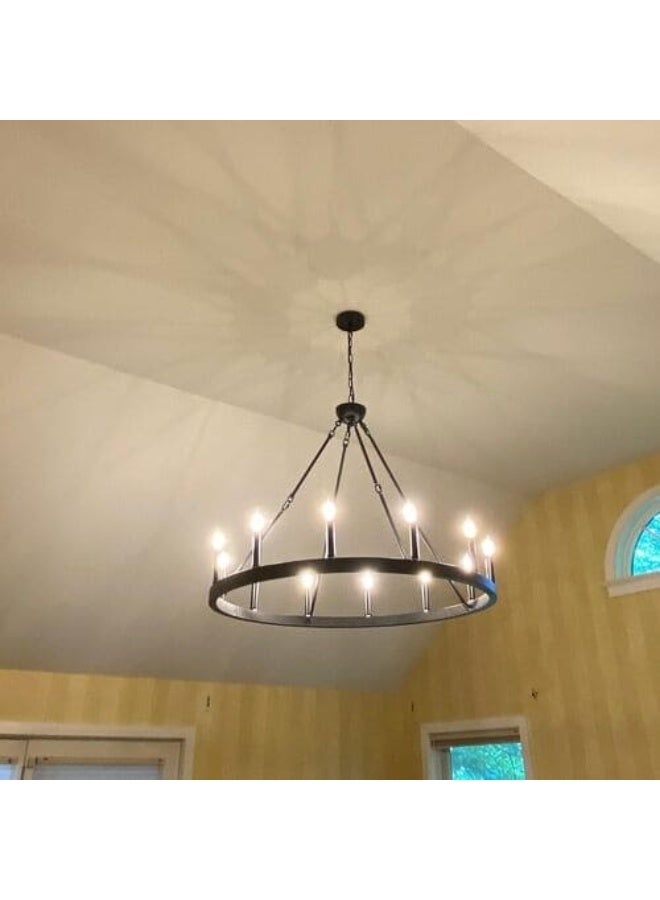 Modern black pendant chandelier, 80 cm, LED lighting - Image 2