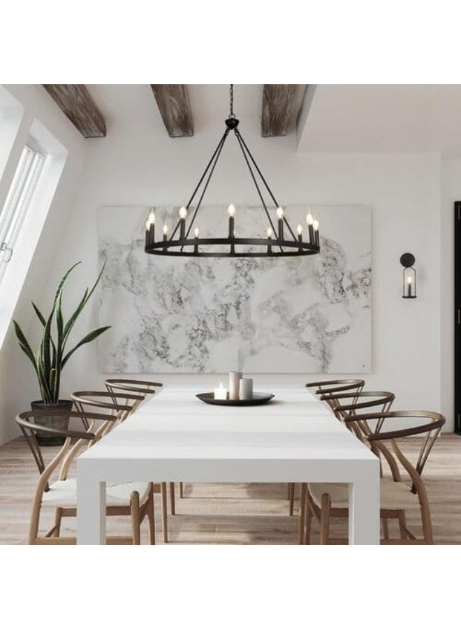 Modern black pendant chandelier, 80 cm, LED lighting - Image 3