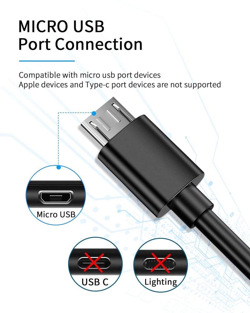 FEIYIU Micro Charger Charging Cable Cord Compatible with for Anker Soundcore Life Q20, Anker Soundcore 2, Mini, Flare Mini Headphone Speakers -5ft - Image 2