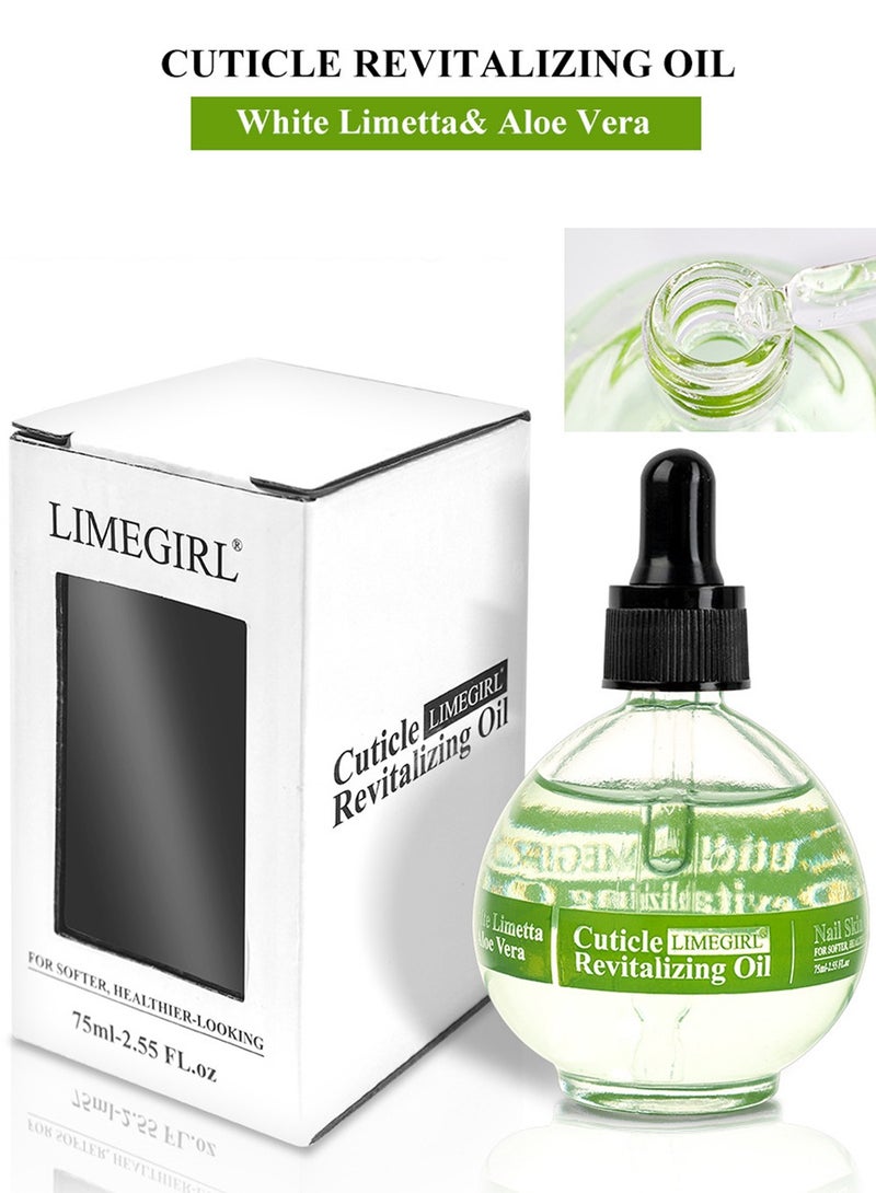 LIMEGIRL Naturale Revitalizing Cuticle Oil - Hydrating Oil For Repaired Cuticles Overnight - Remedy For Damaged Skin And Thin Nails,Large Capacity Nail Polish - White Limetta and Aloe Vera,75ml  - Image 2