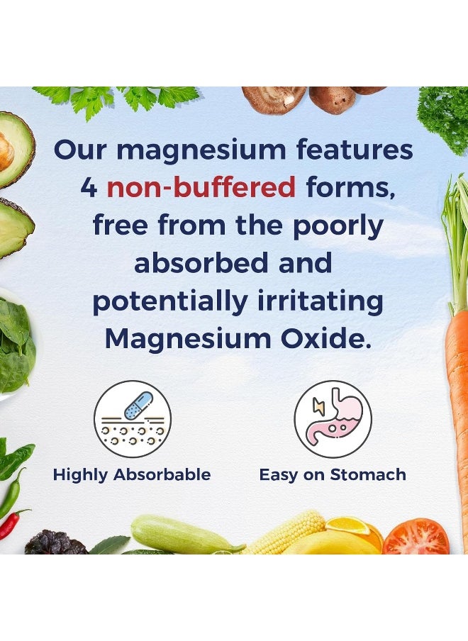 Vitalitown Magnesium Complex, Magnesium Glycinate, Malate, Taurate & Citrate, Chelated Forms, High Absorption, Bone, Heart, Muscle, Immune, Energy, Sleep & Digestion, Non-GMO