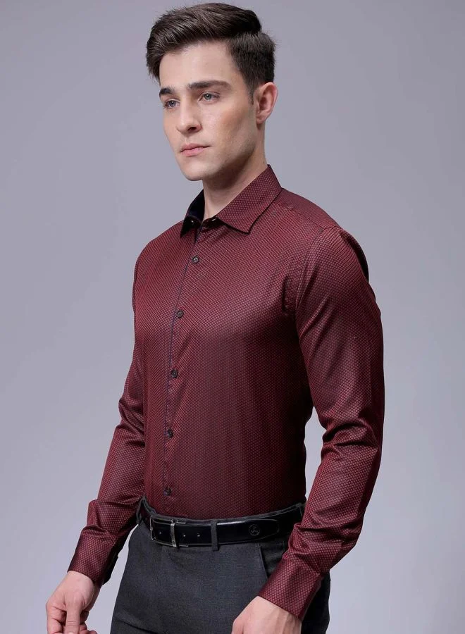 The Indian Garage Co Men Slim Fit Solid Full Sleeves Cutaway Collar Formal Shirt