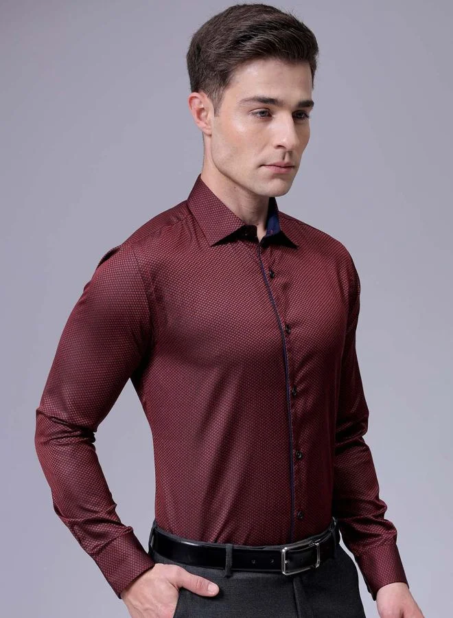 The Indian Garage Co Men Slim Fit Solid Full Sleeves Cutaway Collar Formal Shirt
