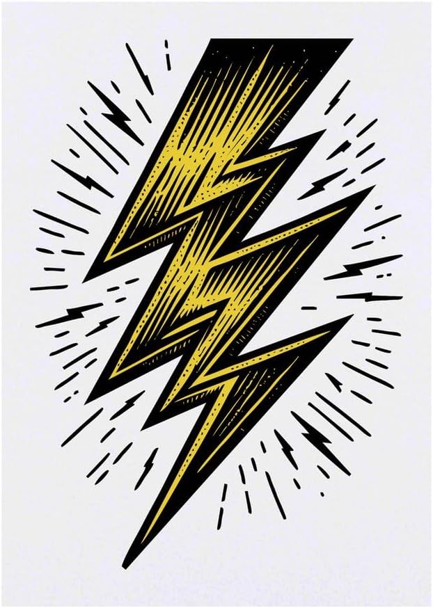 Lightning Bolt Temporary Tattoo Water Resistant SkinSafe NonToxic Transfer TO00077623