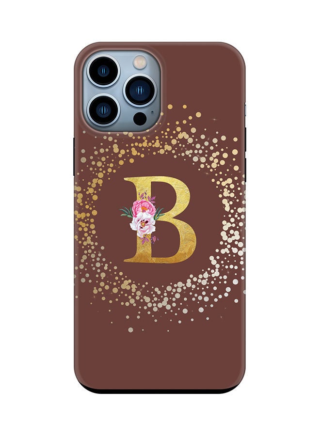 Stylizedd Monogram Tough Series for Apple iPhone 13 Pro Max Custom Initials Floral Pattern Tough Pro Dual Layer hybrid PC inner TPU protection Alphabet- B (Brown) - Image 1