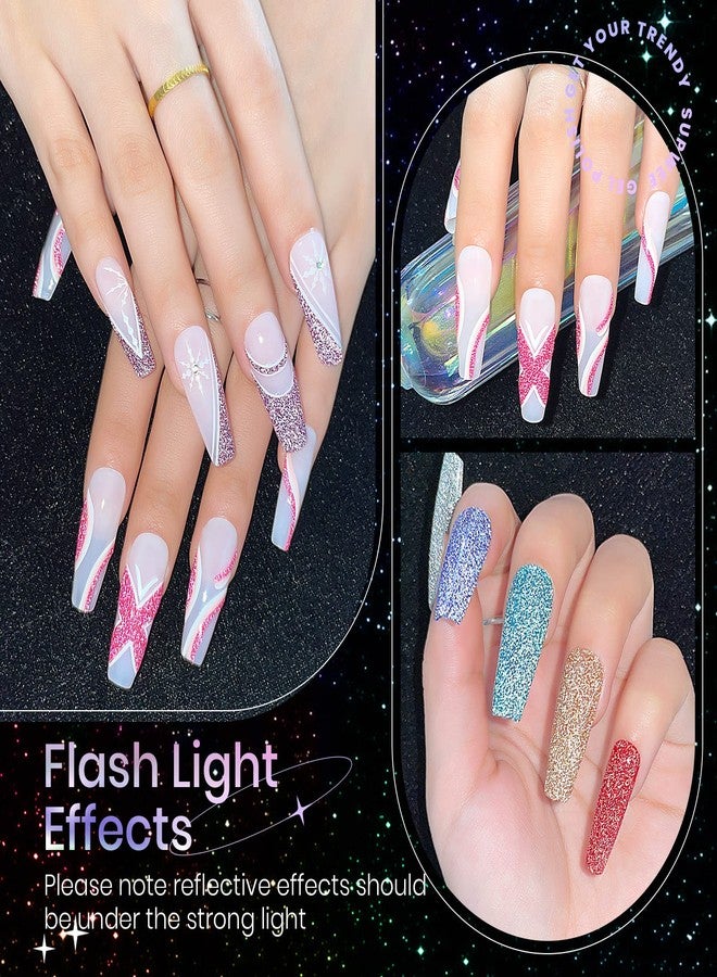 SUPWEE 12 Colors Reflective Glitter Gel Polish - Silver Pink Blue Sparkle Gel Nail Polish Shimmer Holographic Nail Gel Polish Manicure Soak Off Lamp Gel Home DIY Varnish - Image 5