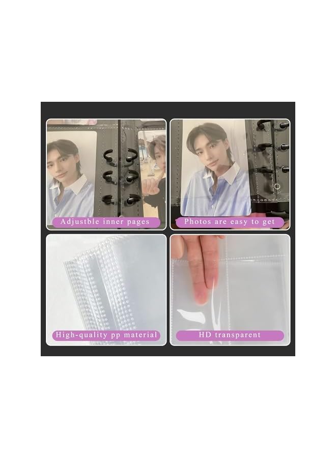 The Bros A5 KPOP Photocard Binder 240 Pockets, KPOP Photocard Holder Book 30 Sleeves, Photocard Collect Book, Refillable Card Protectors, 6 Ring Photo Card Binder, Photo Album for Mini Camera Photo  - Image 2