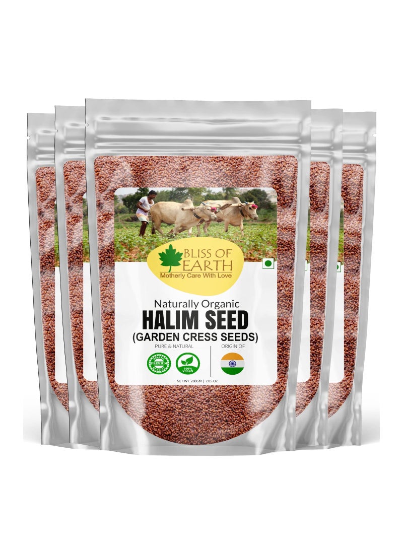 BLISS OF EARTH Halim Seeds Organic For Eating Aliv Seeds Immunity Booster Super Food 200gm Pack of 5  - Image 1