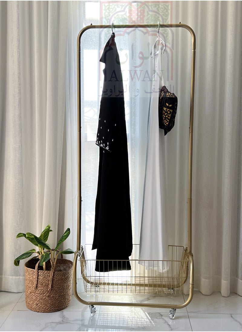 alwan antiques and frames Clothes hanger with golden basket 