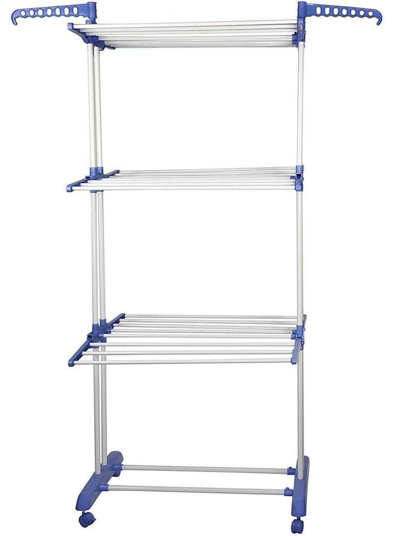 MultiWare طوي 3 طبقة الطبقة الملابس Airer للطي شماعات مجفف حامل رف مسحوق المغلفة أنبوب داخلي في الهواء الطلق الغسيل - Image 2