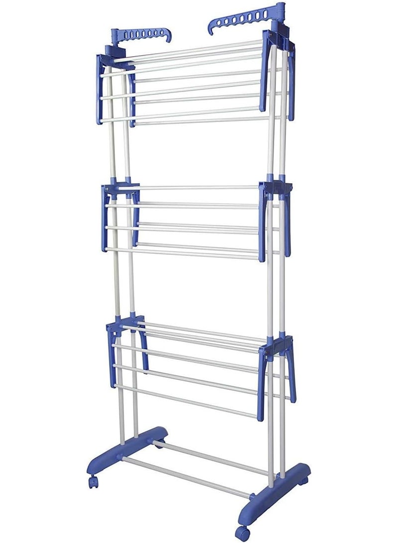 MultiWare طوي 3 طبقة الطبقة الملابس Airer للطي شماعات مجفف حامل رف مسحوق المغلفة أنبوب داخلي في الهواء الطلق الغسيل - Image 4