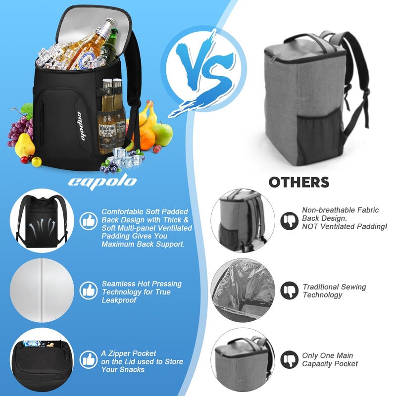 Capolo Cooler Backpack for Men Women Insulated Backpack Cooler Leak Proof Large Capacity Thermal Bag Beverage Soft Cooler Bag Lunch Backpack for Travel Picnic Hiking White 45 Cans - Image 5