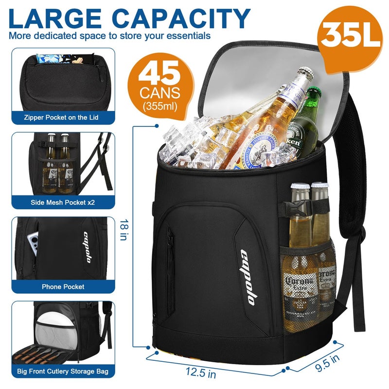 Capolo Cooler Backpack for Men Women Insulated Backpack Cooler Leak Proof Large Capacity Thermal Bag Beverage Soft Cooler Bag Lunch Backpack for Travel Picnic Hiking White 45 Cans - Image 4