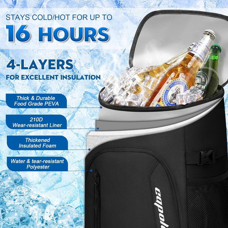Capolo Cooler Backpack for Men Women Insulated Backpack Cooler Leak Proof Large Capacity Thermal Bag Beverage Soft Cooler Bag Lunch Backpack for Travel Picnic Hiking White 45 Cans - Image 2