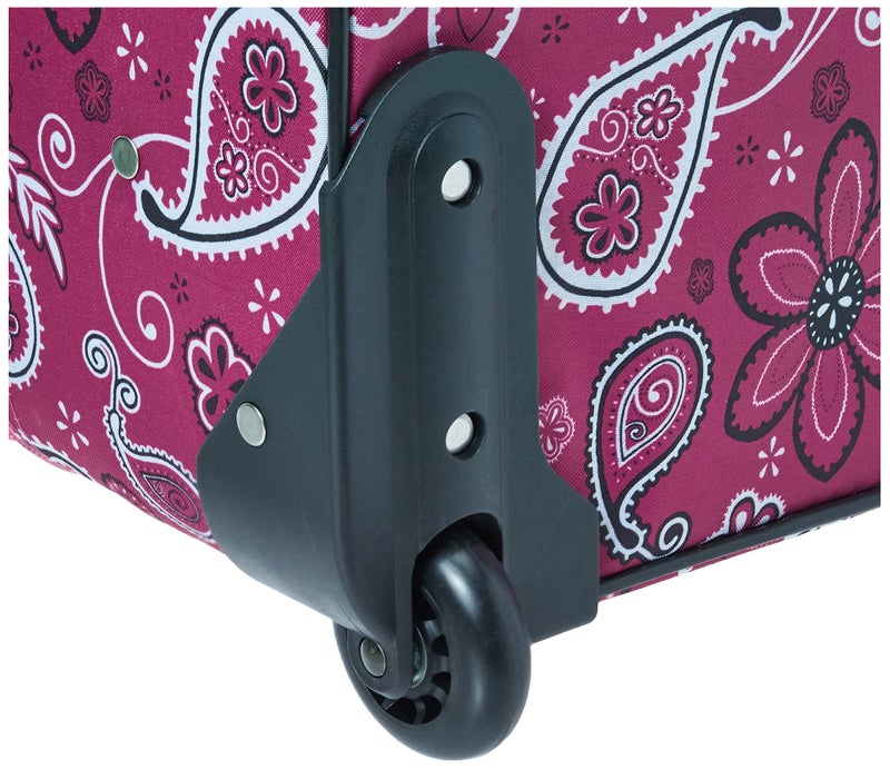 Rockland Fashion Softside Upright Luggage Set, Expandable, Wheel, Telescopic Handle, Pink Bandana, 2-Piece (14/19) - Image 2