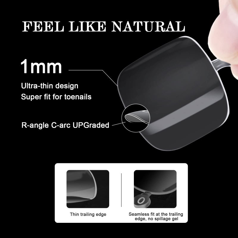 SAVILAND Toenail Tips and Solid Glue Gel: 500 PCS Clear Press on Toe Tips with Nail Glue Gel Base & Top Coat U V Light Pedicure Kit for Salon Home DIY Gift For Women - Image 4