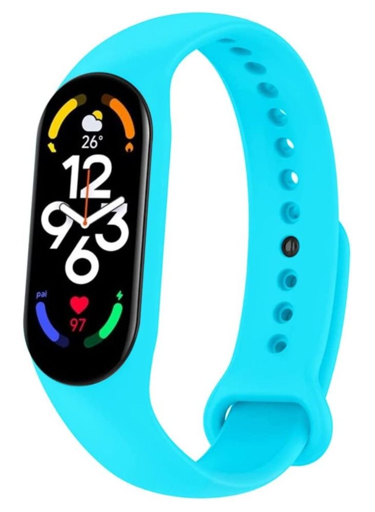 VITION Xiaomi Mi Band 7 Silicone Watch Band Smartwatch Wristband Bracelet Replacement Strap for (Xiaomi Mi Band 7) Aqua  - Image 1