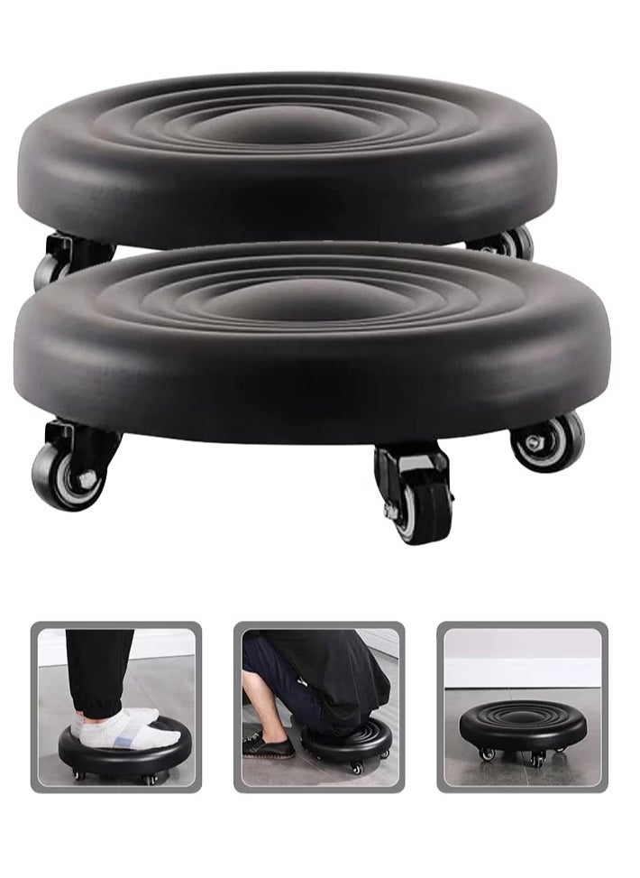 Generic Rolling Wheel Stool,Low Stool With 4 Wheels-Black  - Image 1