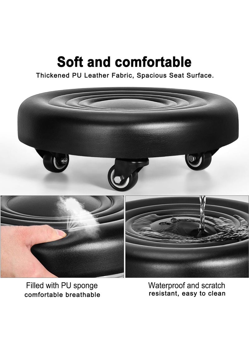 Generic Rolling Wheel Stool,Low Stool With 4 Wheels-Black  - Image 4