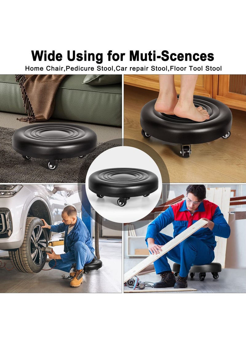 Generic Rolling Wheel Stool,Low Stool With 4 Wheels-Black  - Image 3