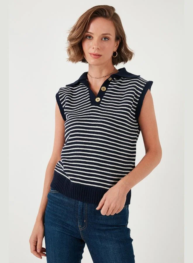 Lela Lela Striped V-Neck Knitted Sweater Women's SWEATER 4616171