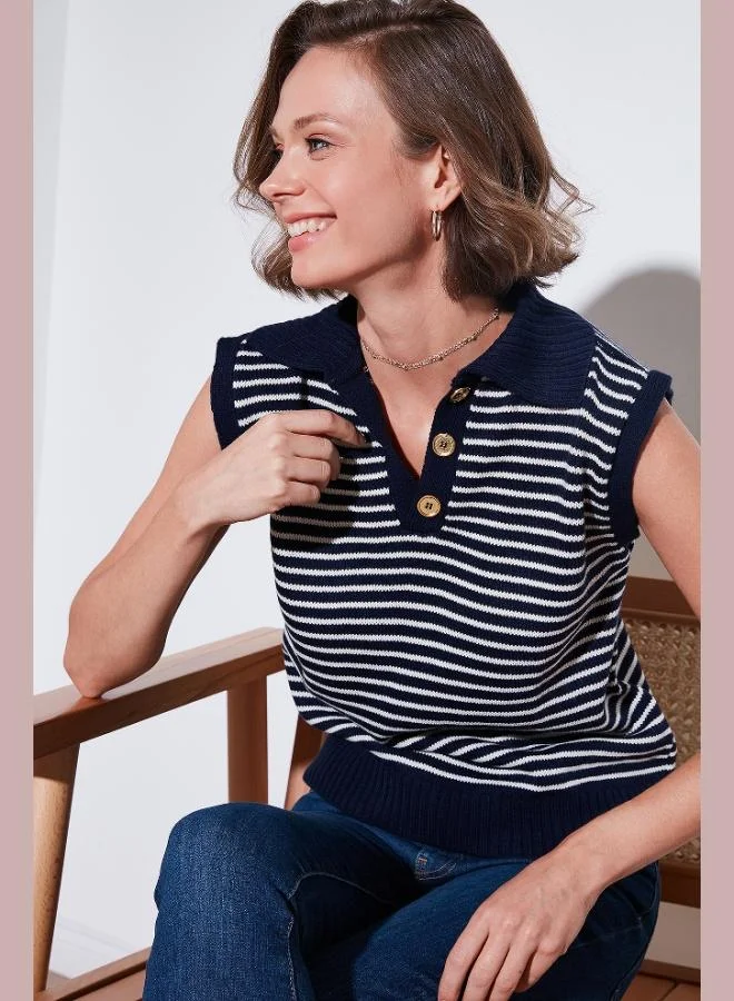 Lela Lela Striped V-Neck Knitted Sweater Women's SWEATER 4616171