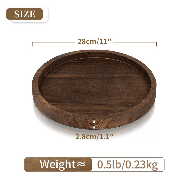 Hanobe Round Wood Candle Tray: Rustic Wooden Candle Holder Distressed Pillar Stand Farmhouse Tea Light Plate Base for Living Room Coffee Table Centerpiece for Kitchen Counter Bathroom Home Decor,11.8" - Image 5