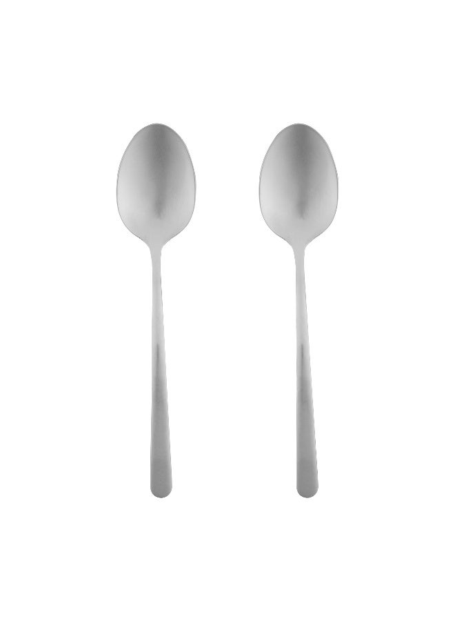 Restaurantware ملاعق حلوى سبكولو 7 بوصة، مجموعة من 2 خدمة لشخصين ملاعق صغيرة - تشطيب مصقول، حافة دائرية، فضة 18/0 من الفولاذ المقاوم للصدأ، للمقبلات، الحلويات، أو الشوربات - Image 1