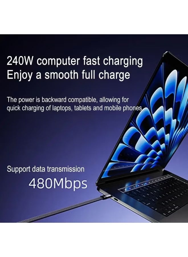 اكسيوم جنرال كابل شحن سريع USB-C إلى USB-C بقوة 240 واط مع حامل هاتف قابل للطي، كابل مضفر للشحن ومزامنة البيانات بطول 1.5 متر، يدعم تقنية الشحن السريع (PD)، ومتوافق مع الهواتف الذكية والأجهزة اللوحية وأجهزة الكمبيوتر المحمولة المزودة بمنفذ USB-C. - Image 4