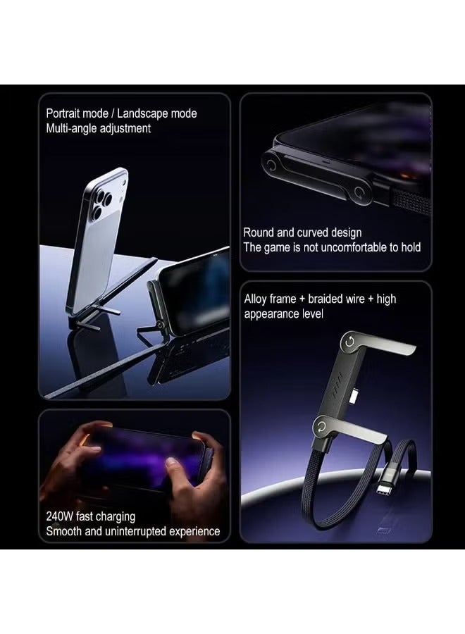 اكسيوم جنرال كابل شحن سريع USB-C إلى USB-C بقوة 240 واط مع حامل هاتف قابل للطي، كابل مضفر للشحن ومزامنة البيانات بطول 1.5 متر، يدعم تقنية الشحن السريع (PD)، ومتوافق مع الهواتف الذكية والأجهزة اللوحية وأجهزة الكمبيوتر المحمولة المزودة بمنفذ USB-C. - Image 5