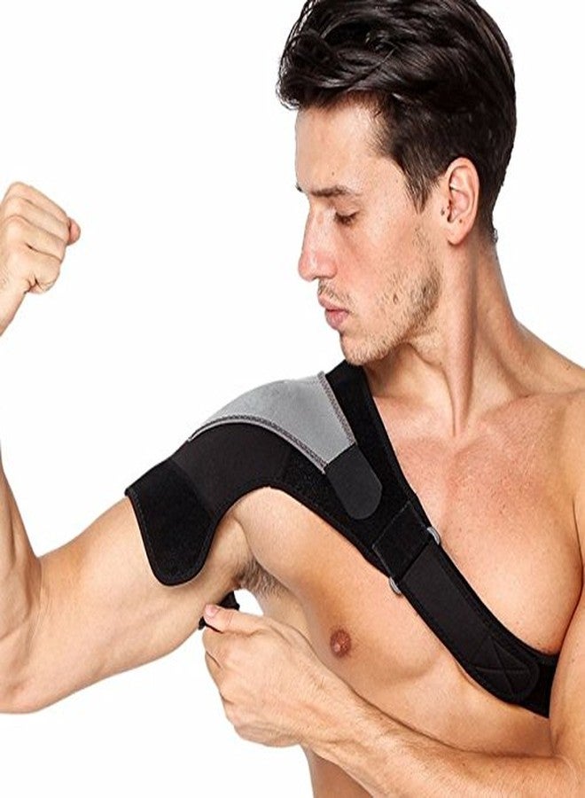Tima Shoulder Support with Multi-Directional Compression Straps Adjustable Neoprene Stretch Strap Wrap Belt Band Pads Gym Guard Brace Support Medical Posture Compression Shoulder Pad (Black) - Image 2