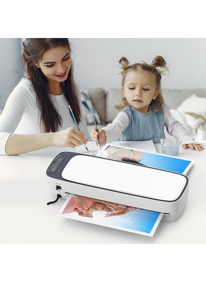 Generic - Desktop Laminator Machine Set A3 Size Multifunctional Hot and Cold Lamination 2 Roller System 12.5 inches Max Width with Paper Cutter Trimmer Rounder Hole Puncher Binding Hoop Suitable - Image 1