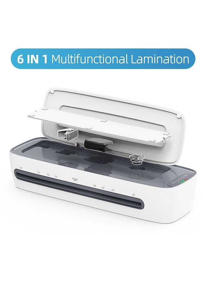 Generic - Desktop Laminator Machine Set A3 Size Multifunctional Hot and Cold Lamination 2 Roller System 12.5 inches Max Width with Paper Cutter Trimmer Rounder Hole Puncher Binding Hoop Suitable - Image 1