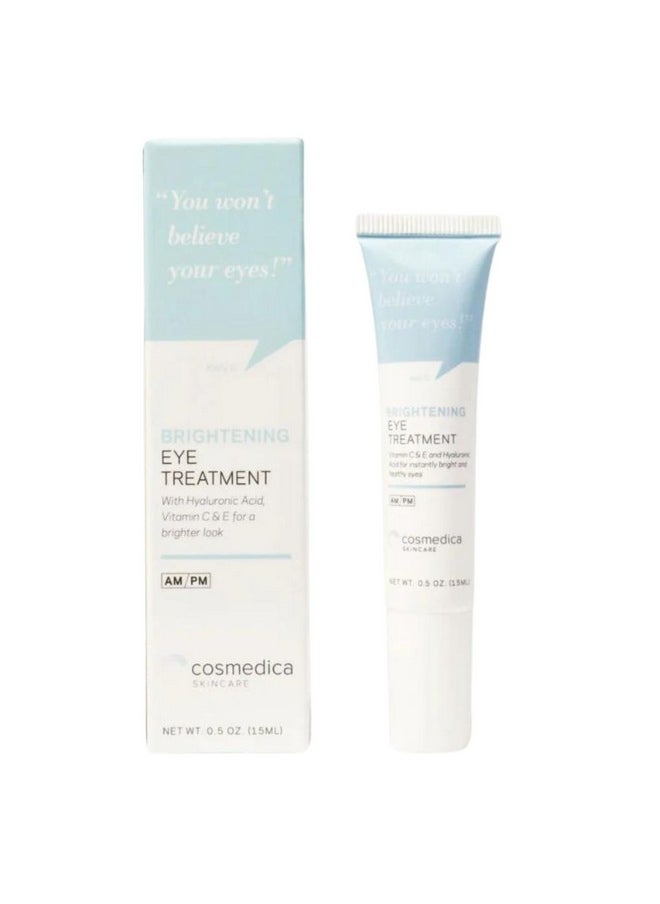 Cosmedica Skincare - New Brightening Eye Gel With Hyaluronic Acid, Vitamin C & E, Peptides For Dark Circles Puffiness, Wrinkles, Fine Lines, Crows Feet, Dark Spots For A More Radiant Appearance 0.5 FL OZ (15 ML) - Image 1